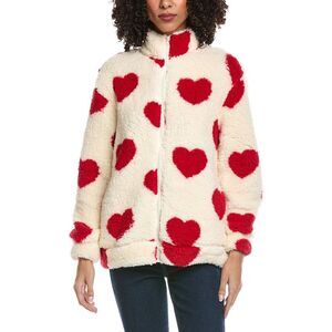 Madison Miles Womens Fleece Zip Cardigan, White